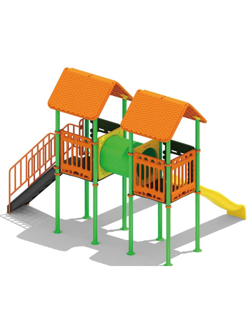 Outdoor quality playground for Cambodia.  Non-toxic paints, modern design.